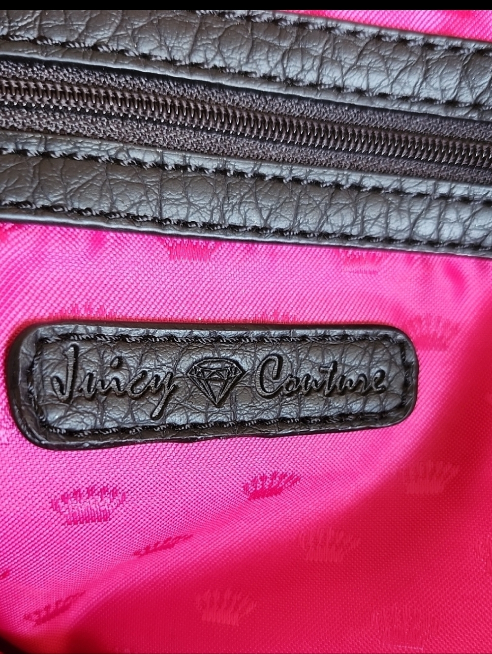 Juicy Couture Jersey Knit Barbiecore Rhinestone Lips Overnight Tote Bag - Picture 9 of 15